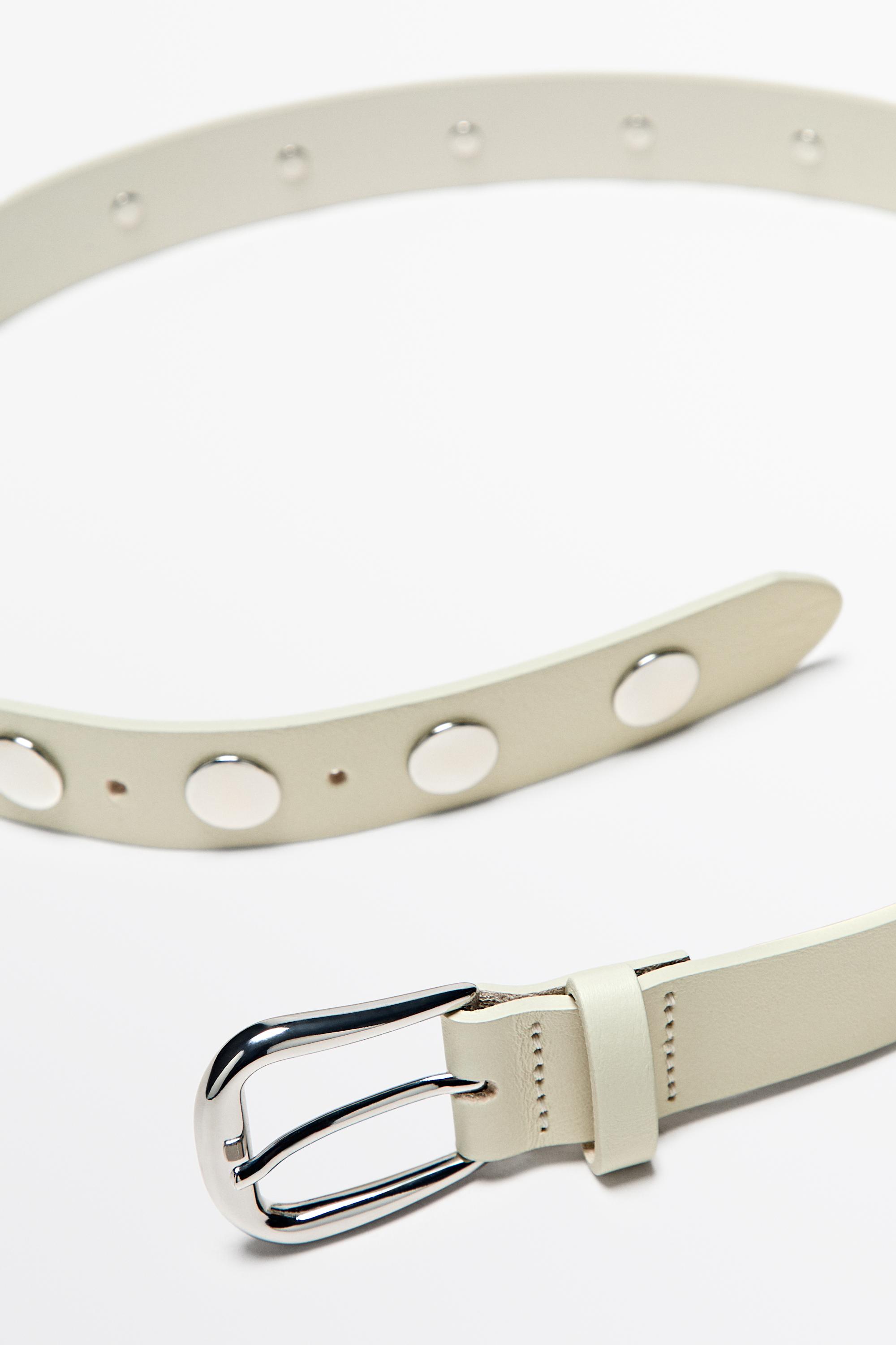 Nappa leather studded belt with buckle
